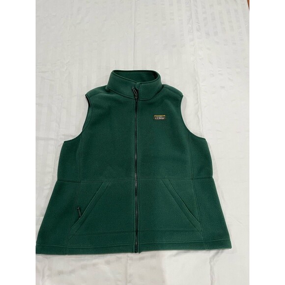 LL Bean Fleece Vest Womens Size 1X Plus Green  Full Zip Waist Drawstring 505338 - Picture 1 of 9